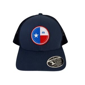 Travis Mathew Golf Navy Snap Back Mesh Trucker Hat - River Walk Texas Flag NEW‎
